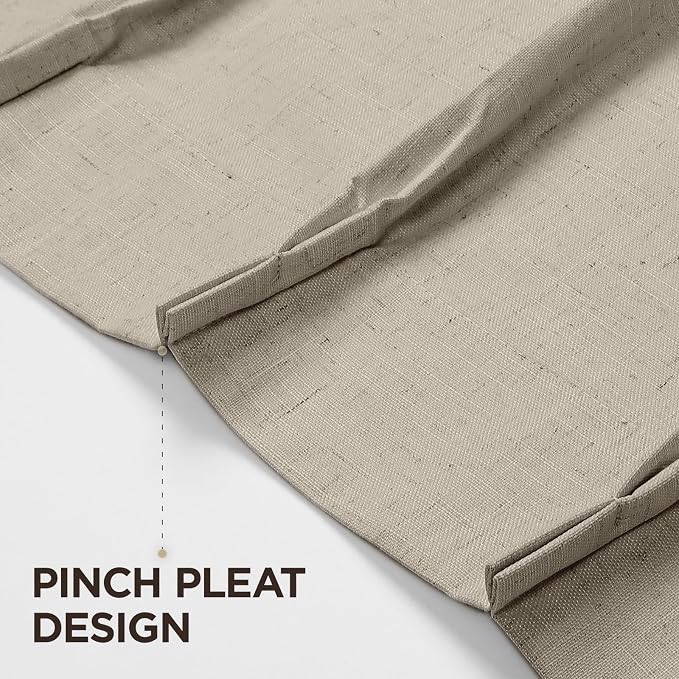 Joydeco Pleated Curtains for Living Room Bedroom, Linen Drapes 90 inch Length 2 - Image 5