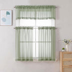Chyhomenyc Sage Green Sheer Curtains 36 Inch Length, Short Voile Sheer Window - Image 2