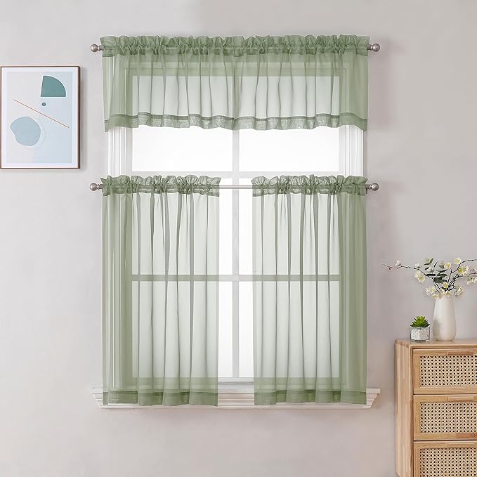 Chyhomenyc Sheer Sage Green Valances - Image 2