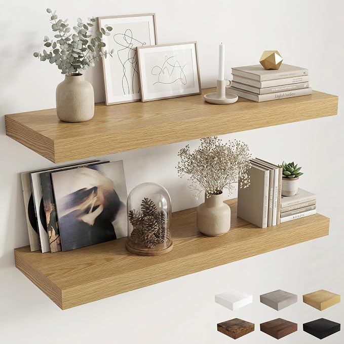 Dreamland Floating Shelves for Wall, 2 Pack Rustic Wooden Wall Shelves by Dreamland
