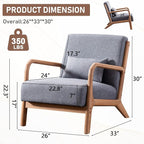 ANJ Mid Century Modern Accent Chair, Single Fabric Lounge Reading Armchair - Image 2