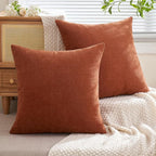MIULEE Fall Rust Terracotta Chenille Couch Throw Pillow Covers, 20x20 | Set of 2 - Image 4