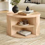 LINSY HOME Round Coffee Table, 31.5" Drum Coffee Table - Image 2