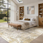 DMOYEST Area Rug Living Room Rugs 9x12 Washable Abstract Carpet | Neutral - Image 3