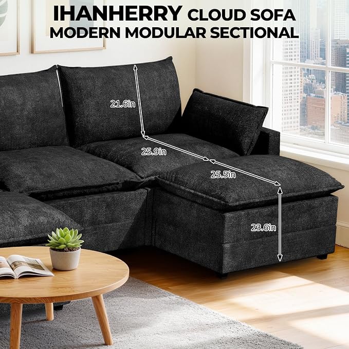 LEVELEVE 112.5" U-Shape Modular Sofa - Image 2