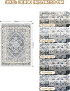 3x5 Washable Area Rug for Entryway Non Slip Rugs, Floral Soft Living Room Rug - Image 2