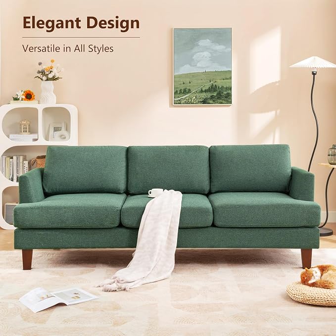 Busaurus Green 3 Seater Mid Century Modern Sofa, Comfy Furniture - Image 6