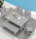 SERWALL Patio Dining Table and Bench Set by SERWALL