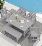 SERWALL Patio Dining Table and Bench Set by SERWALL