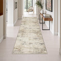 3x10 Washable Runner Rug：Modern Abstract Soft Carpet Beige Brown | by FXRHLP