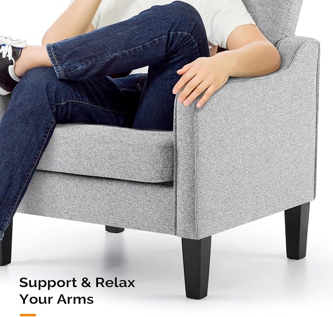 VINGLI Accent Chairs Set of 2 Gray Living Room Chairs Reading Chair - Image 6