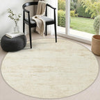 Round Area Rug Living Room: 4 ft Modern Washable Carpet Taupe | by FXRHLP