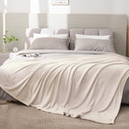 BEDELITE Fleece Blanket Soft Plush Queen Size Bed Blanket Beige 90"x90" | Ultra - Image 8