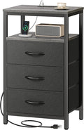 Huuger Nightstand with Charging Station, 27.6 Inch End Table Bedside Table with by Huuger