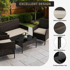 4-Piece Patio Furniture Set, Outdoor Wicker Conversation Set - Image 3
