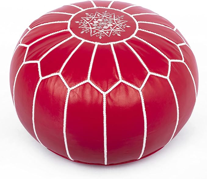 Marrakesh Gallery Genuine Leather Round Pouf Unstuffed by MarrakeshGallery