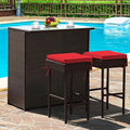 Tangkula Patio Bar Set, 3 Piece Outdoor Rattan Wicker Bar Set by TANGKULA