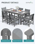 SERWALL Patio Dining Sets for 6, Outdoor HDPE Dining Set - Image 5