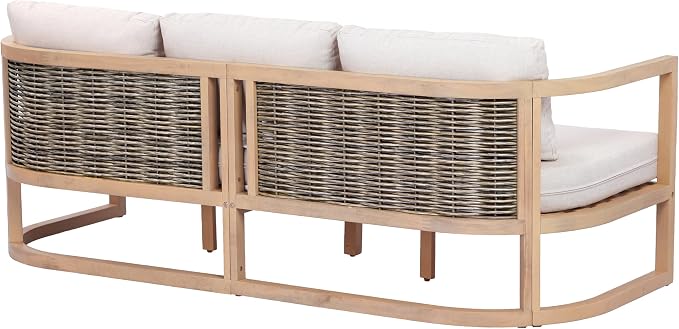 Merax 4 Piece Rattan Woven Paito Conversation Set, All-Weather Acacia Wood 3 - Image 5