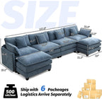 147'' Sectional Cloud Deep Seat Couch, Oversized Chenille U Shaped Sectional - Image 2