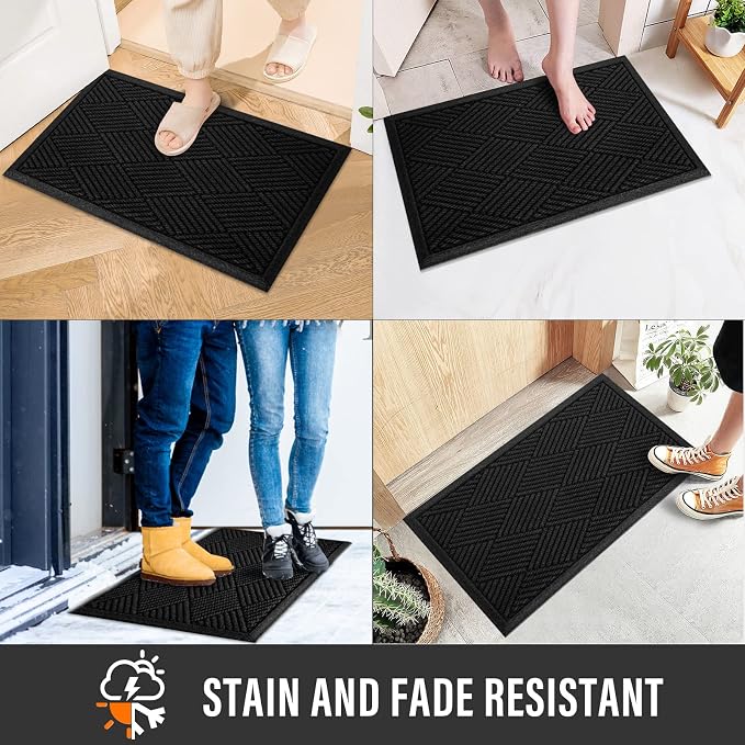 Durable Front Door Mat, Absorbent Muddy Dirt Resist Welcome Door Mats Outdoor - Image 5