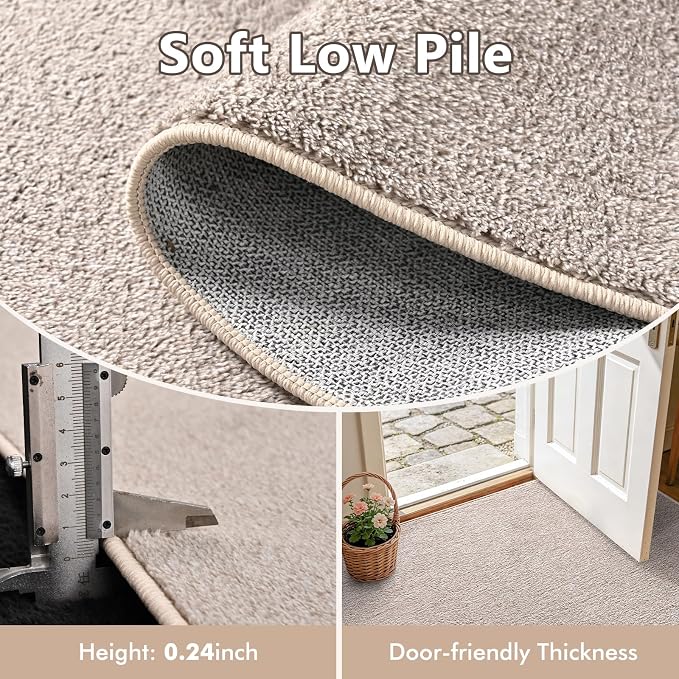 3x5 Oatmeal/White Area Rug Washable Non-Slip Soft Thin - Image 5