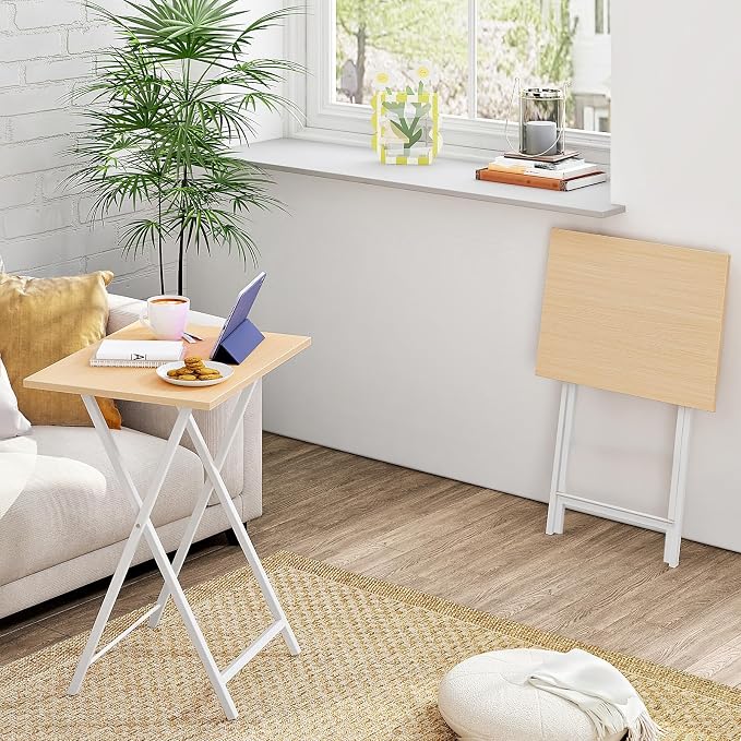 HOOBRO Folding TV Tray Tables, Industrial Snack Tables - Image 2