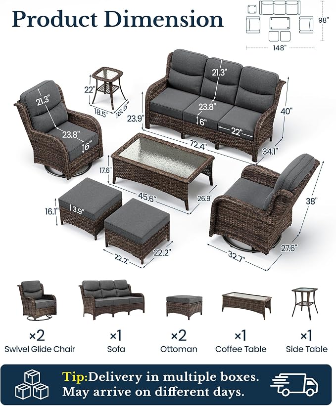 HILLGA 7-Piece Luxury Patio Furniture Set - Image 2