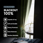 SimpleHome Sage 100% Blackout Curtains Room Darkening Living Room 84 Inch | - Image 3
