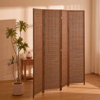 4 Panel Room Divider and Extra Wide Folding Privacy Screen, Bamboo Room Divider - Image 2