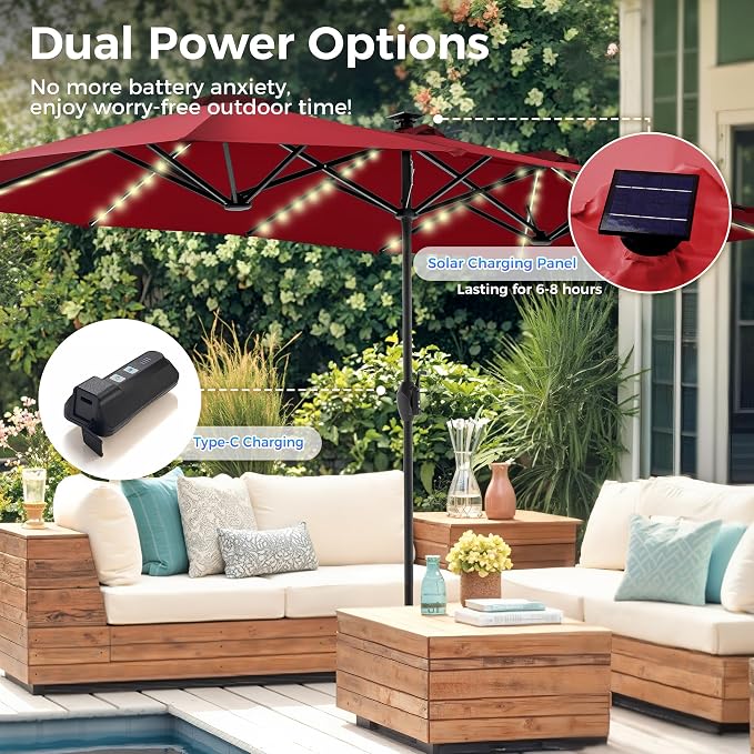 SUPERJARE 13ft Outdoor Patio Umbrella - Image 3