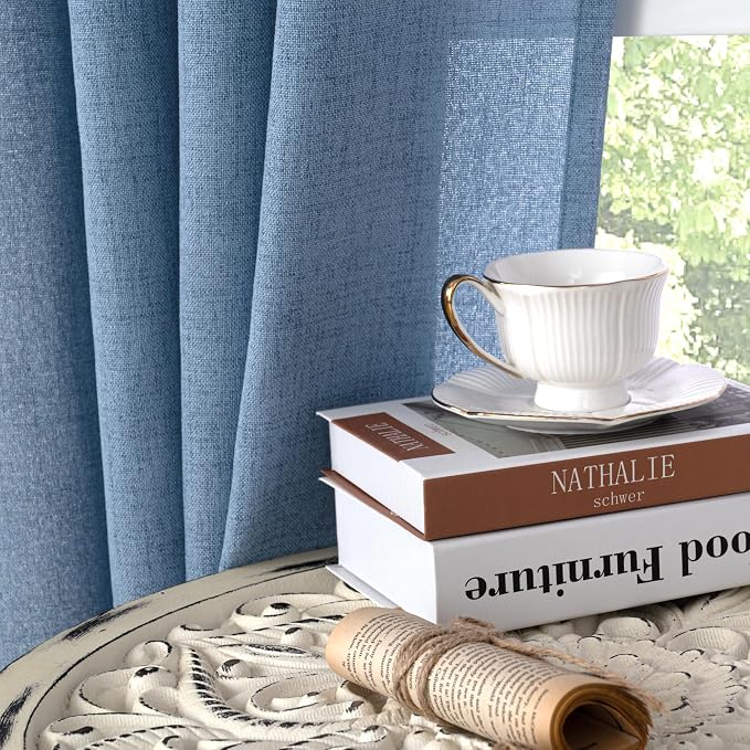 YoungsTex Blue Linen Curtains 54 Inches Length - Image 8