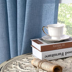 YoungsTex Light Blue Linen Curtains 84 Inch Length 2 Panels - Image 7