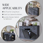 IFGET Triple Tilt Out Trash Can Cabinet, 20 Gallon Farmhouse Laundry Hamper - Image 4