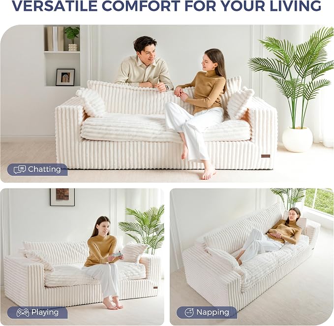 MAXYOYO 76" Bean Bag Sofa Couch, Loveseat Boneless Couch in a Box, Upholstered - Image 4