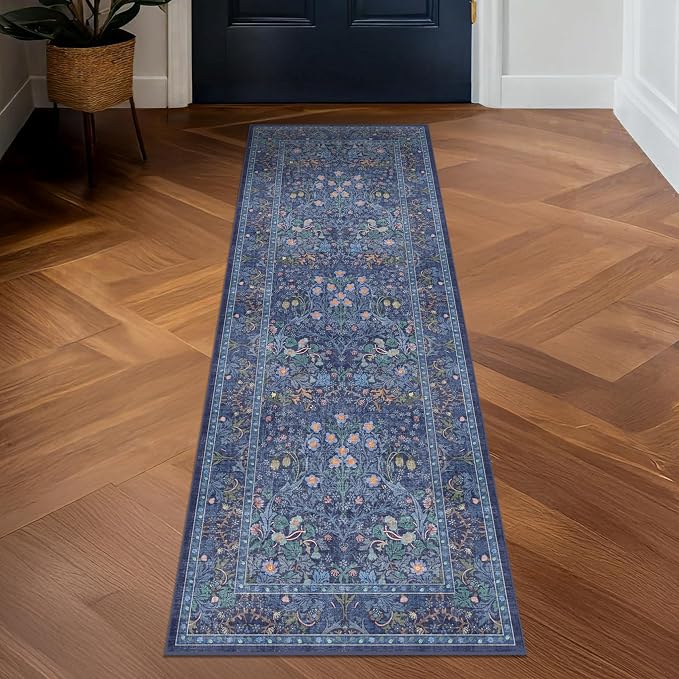 Non Slip 2x10 Dark Blue Hallway Runner - 10ft Long Runner Rugs - Image 3