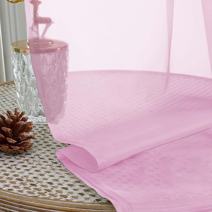 Sheer Light Pink Curtains 108 Inches Long 2 Panels Set, 59 Inch Extra Wide - Image 2