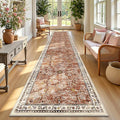 Yamaziot 2x10 Washable Hallway Runner Rug Non Slip Floral Carpet, Brick-red | by Yamaziot