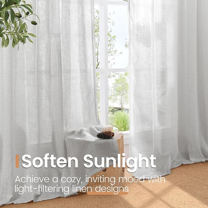 BGment Light Grey Linen Curtains 96 Inch Length - Image 5