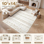 cotiled Boho 10x14 Area Rug for Living Room: Large Moroccan Washable Rug | - Image 8