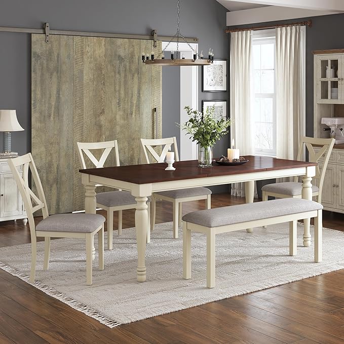 AMERLIFE 6-Piece Farmhouse Dining Table Set by AMERLIFE