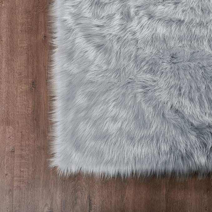 Goolela Grey Area Rug 6x9 Fluffy Fuzzy Shag Rug - Image 6