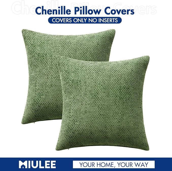 MIULEE Decorative Couch Throw Pillow Covers 20x20 Inch Sage Green 2 Pack | - Image 7