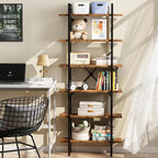 6 Tiers Bookshelf Organizer Industrial Shelf, Modern Open Display Storage - Image 3
