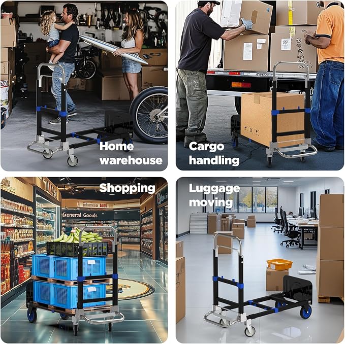 Black Convertible Hand Truck Dolly Cart - Image 2