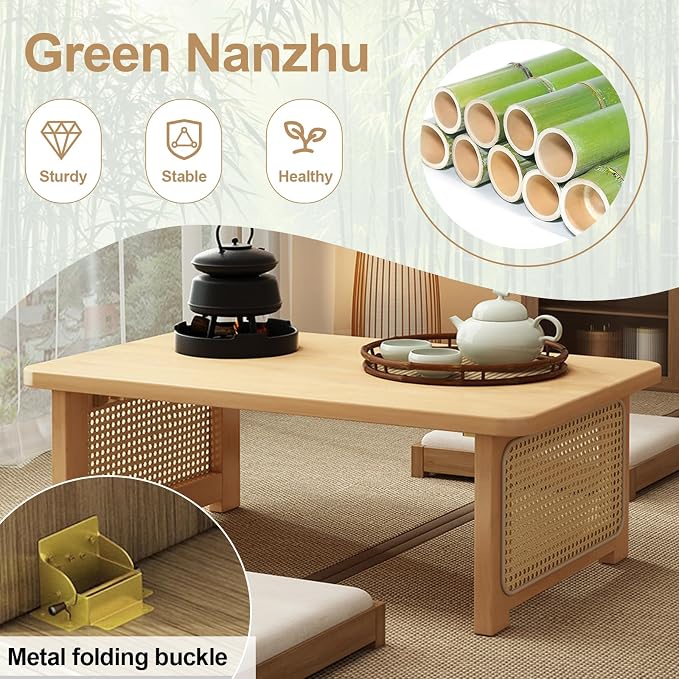 Foldable Japanese Floor Table Lightweight, No Assembly Required, Eco-Friendly - Image 4