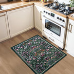 PLHXFR 2x3 Small Entryway Rug: Floral Washable Indoor Carpet Dark Green | - Image 4