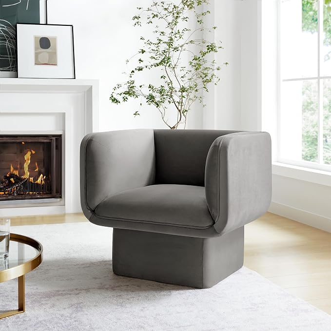 Modway Tate Performance Velvet Accent Chair in Storm Gray - Image 2