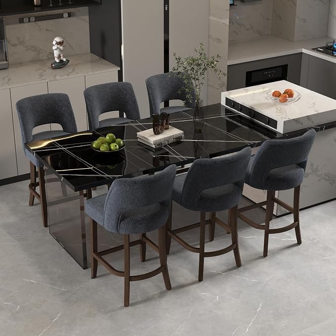 VKNOW Bar Stools Set of 6, Modern Counter Stools - Image 3