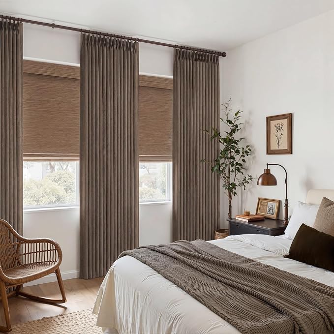 Linen Pleated Dark Brown Curtains 96 Inches Long - Image 6